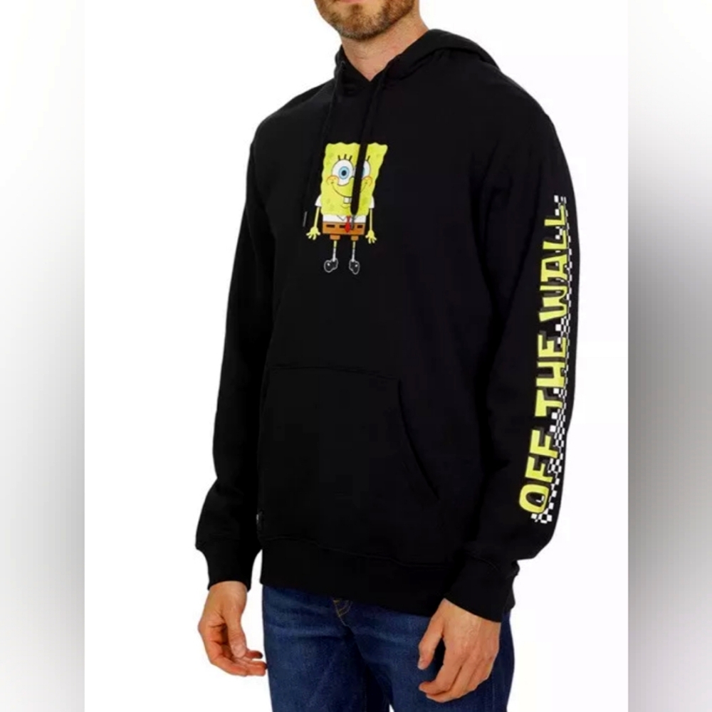 Vans X Spongebob Hoodie Pullover Black “Off The Wall” Mens SZ XL